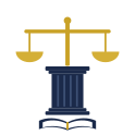 Emblema de INFORJUP: balanza sobre columna y libro